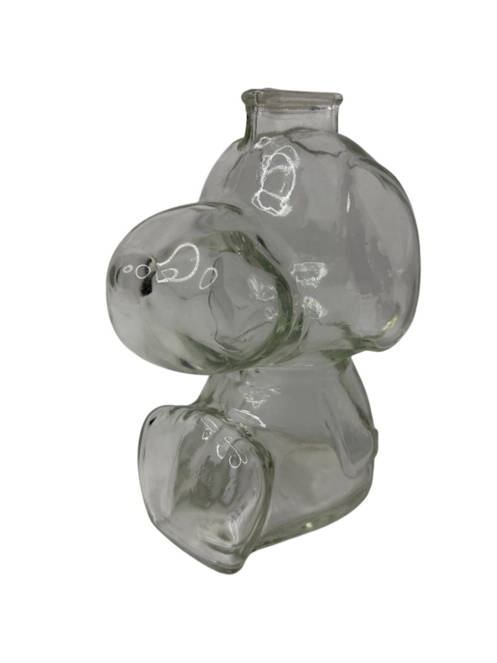 Vintage Snoopy Peanuts Clear Glass Figure Coin Bank